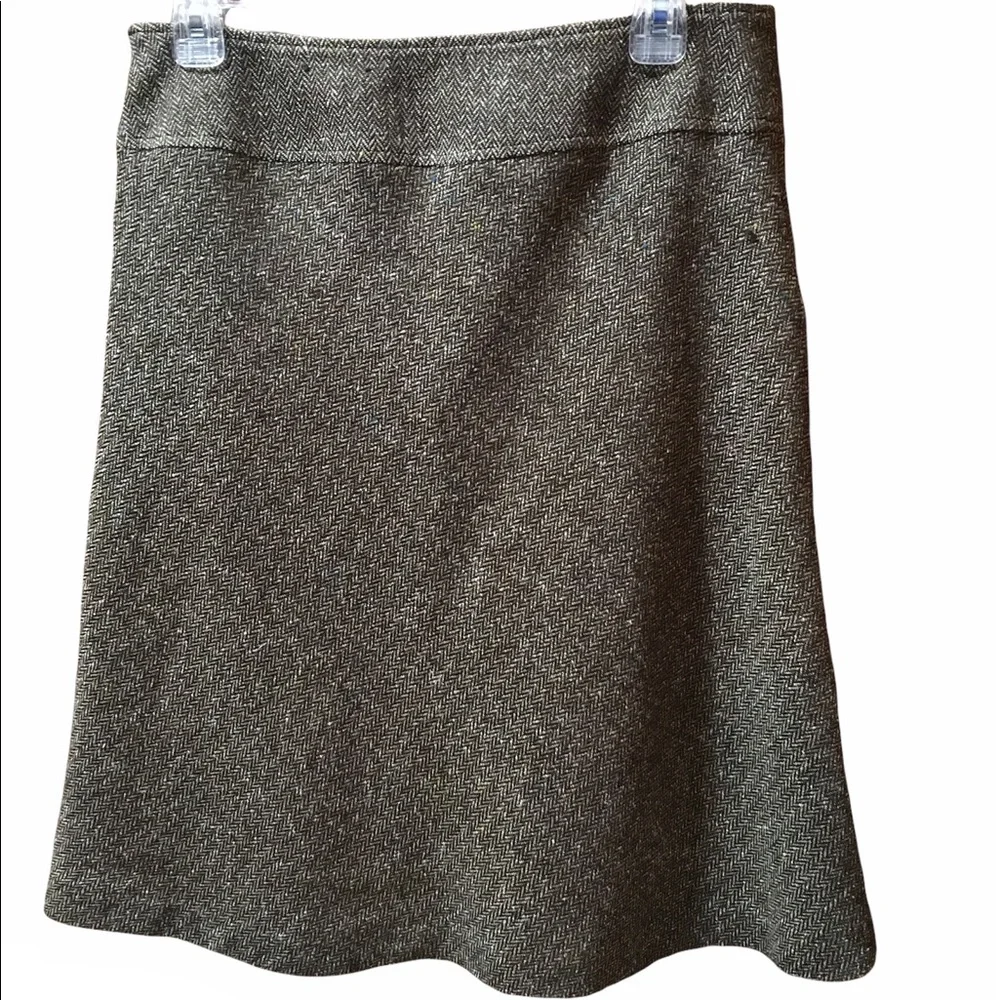 GEORGE Brown & Cream Tweed Skirt with Flower Detail NWOT